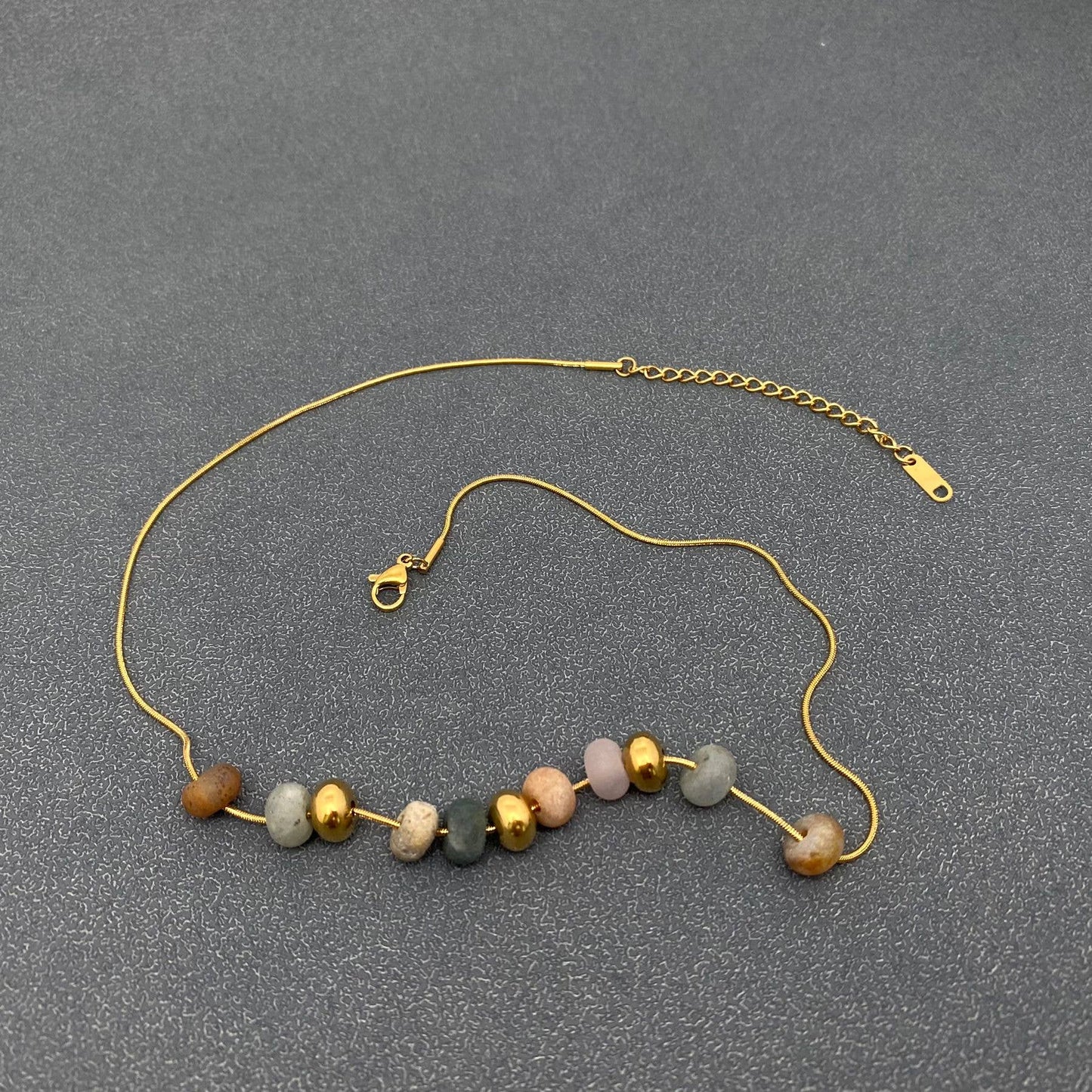 FGS/CS - Natural Stone Beaded Charm 18K Gold Plated Necklace