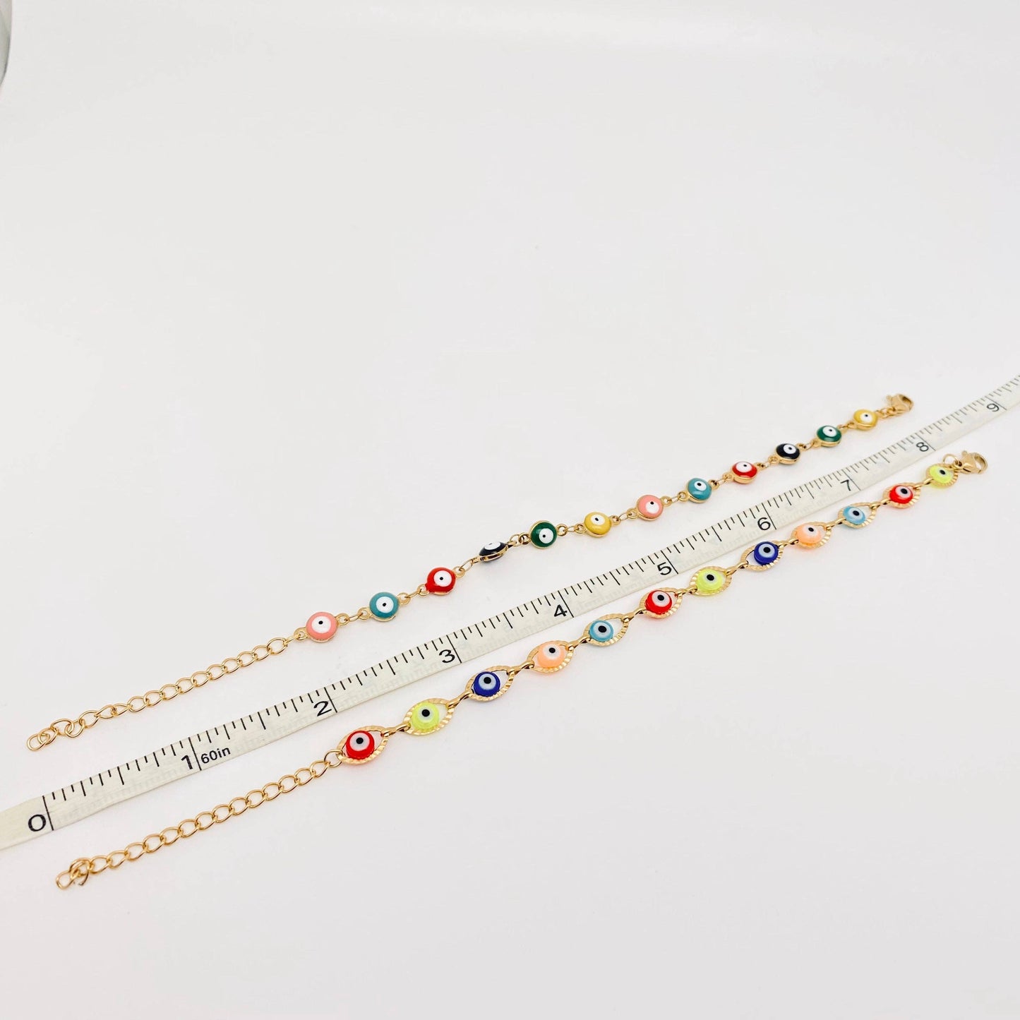 Enamel Evil Eye 18k Gold Plated Stainless Steel Bracelet-FGS