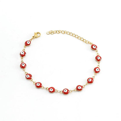 Enamel Evil Eye 18k Gold Plated Stainless Steel Bracelet-FGS