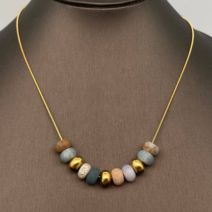 FGS/CS - Natural Stone Beaded Charm 18K Gold Plated Necklace