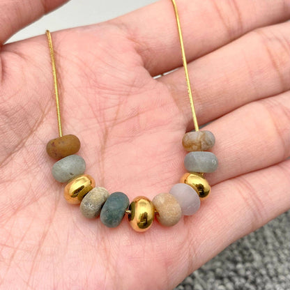 FGS/CS - Natural Stone Beaded Charm 18K Gold Plated Necklace