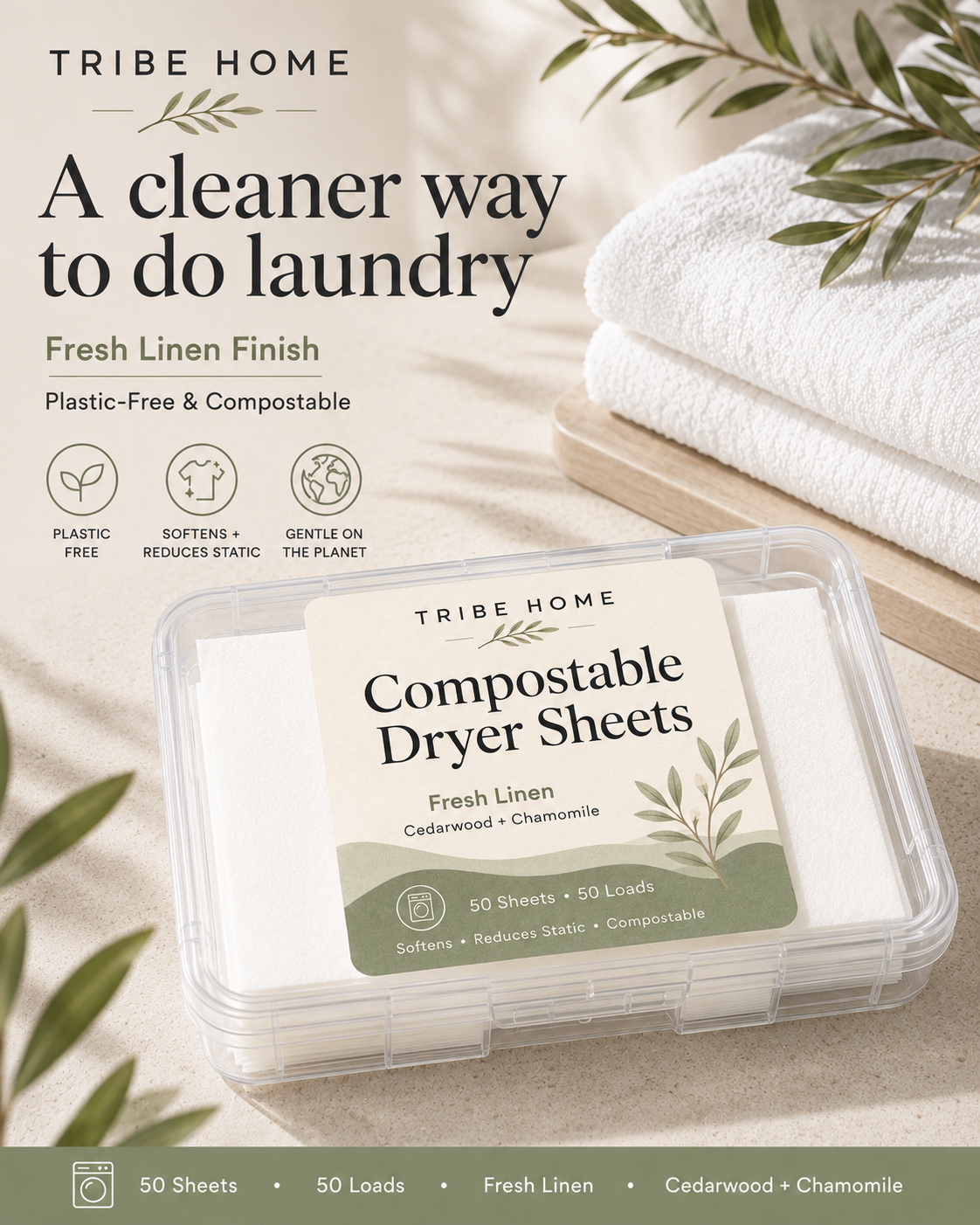Laundry Dryer Sheet - Compostable