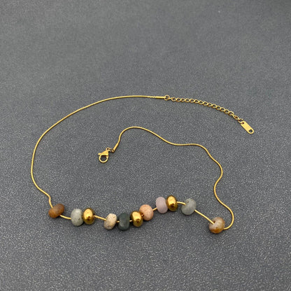 FGS/CS - Natural Stone Beaded Charm 18K Gold Plated Necklace