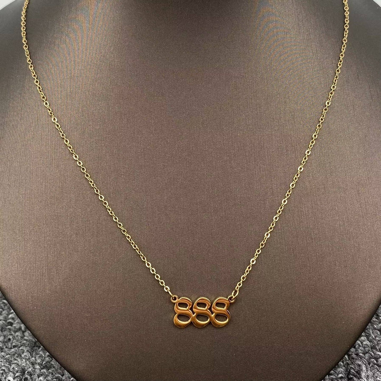 Lucky Numbers 18K Gold Plated Stainless Steel Necklace - FGS